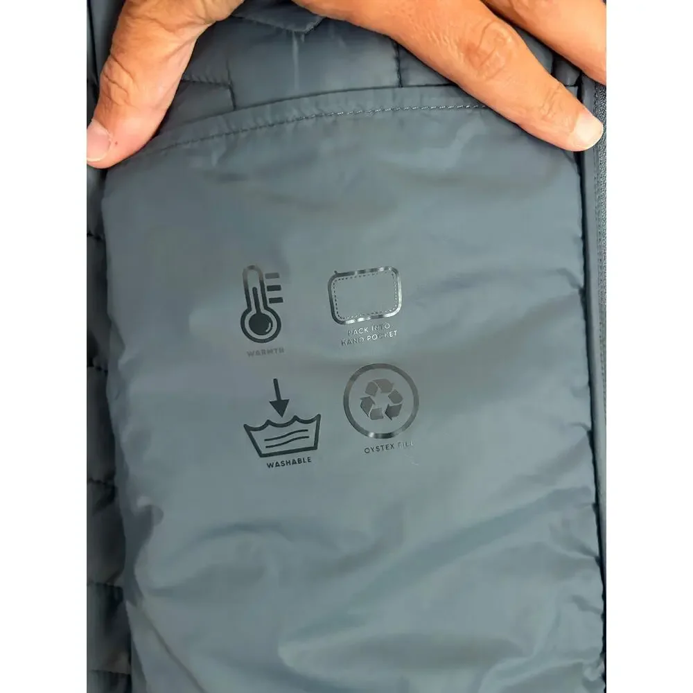 Jetty Men's Packable Insulated Jacket Gray Blue Full Zip Size Large
